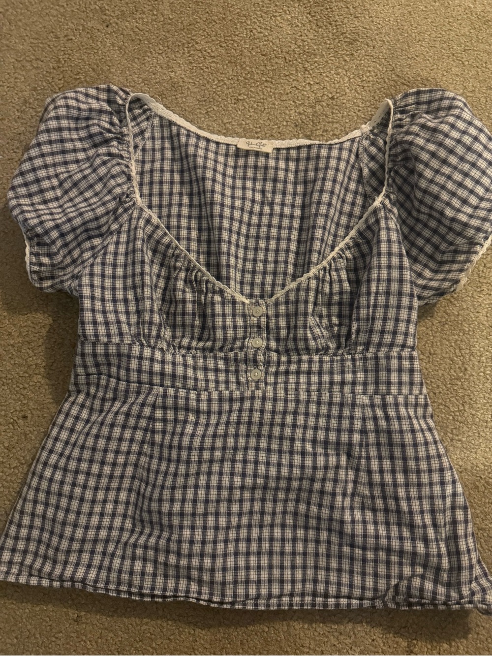 Brandy Melville Blue and White Plaid Top